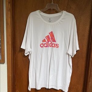 Adidas White Tee with Pink Graphic